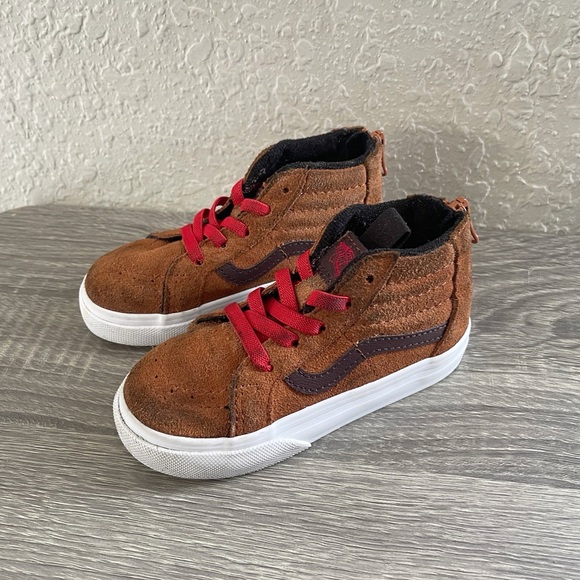 Vans Toddler Sk8-Hi Zip Glazed In Ginger Brown Sneaker Skate Shoes Size 8 - Picture 1 of 11